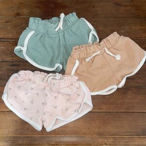 Kids' Comfy Shorts Set - Green, Peach, and Pink
